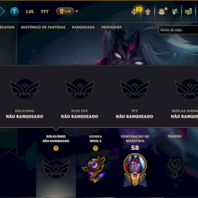 Unranked com 40 Champs e 6 Skins