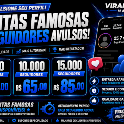 Conta Instagram famosa, ou seguidores na sua propia qualquer quantia vem.