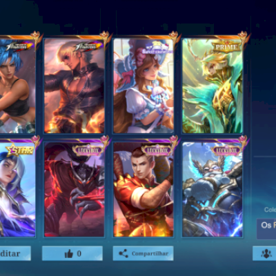 Conta LV 67| 128 HERÓIS| 287 SKINS | FULL EMBLEMA| KOF KARINA| KOF GUSION e etc