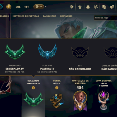 Esmeralda 4 com TODOS os Champs e 167 Skins ( MAIN ADC )
