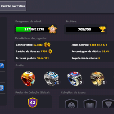 VENDO CONTA 8BALL POLL LEVEL 73 ANTIGA MAIS TAVA PARADA