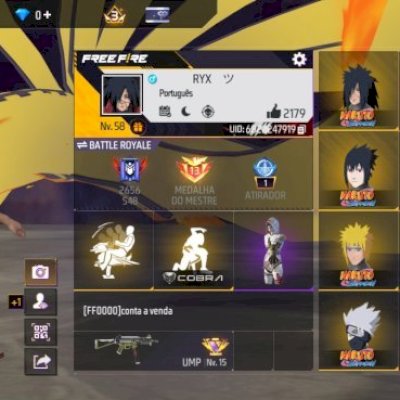 Conta braba focada em skin da parceria narutoxff