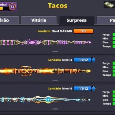 Conta 8 Ball Pool - 3.3 bilhões - lvl 272 - 12 lendários FULL - 2 TACOS FULL