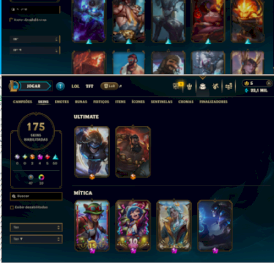 CONTA DE LOL COM 175 SKINS EX DIAMANTE