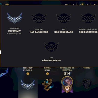 Prata 4 com 150 Champs e 136 Skins ( JG / SUP )