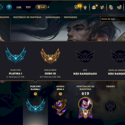 Ouro 4 com TODOS os Champs e 224 Skins +6 Prestigios