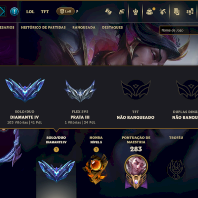 Diamante 4 com 140 Champs e 186 Skins +6 Prestigios
