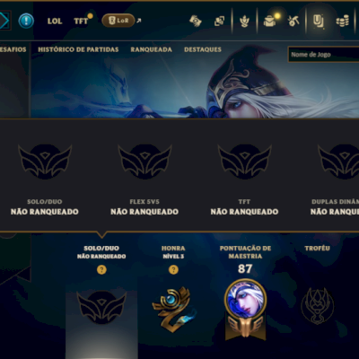 Unranked com 20 Champs e 5 Skins