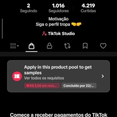 VENDO ESTÁ CONTA TIK TIK COM 1.021 K DE SEGUIDORES BR COM SHOP ATIVO SEM DOCU.