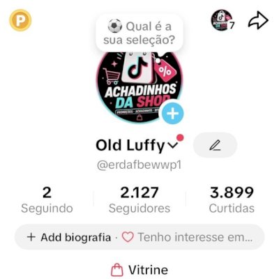 Conta tiktok shop 2K+ de seguidores