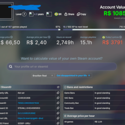 Conta steam com mais de 50 jogos inclui gta V e ARC