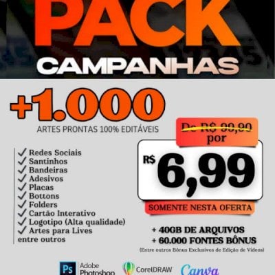 Pack Campanhas +1.000 Artes Prontas - 100?itáveis