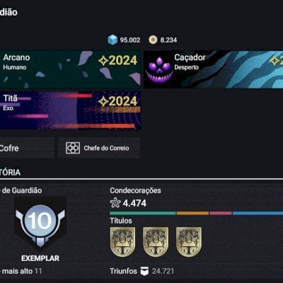 Destiny 1 e 2 - Personagens No Máximo / Conta XBOX 174 Jogos