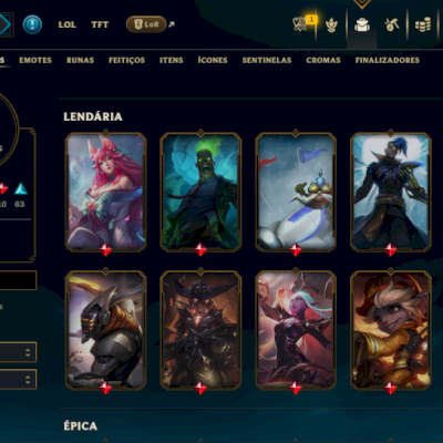 CONTA LOL TODOS CHAMPS + 152 SKINS
