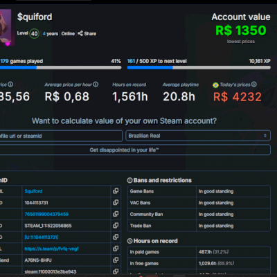 Conta steam +4k Gastos pra sair rapido