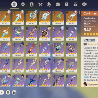 Conta Genshin Impact AR 60 | Furina, Neuvillette, Raiden, Kazuha + Armas 5★ | En