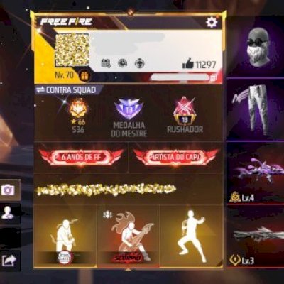 CONTA DE FREE FIRE COM ANGELICAL SUPER GEMADA VETERANA LV. 70