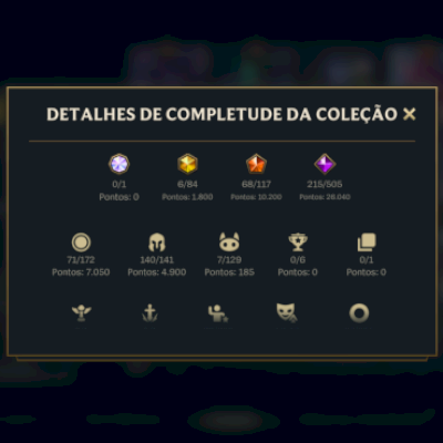Conta de Wild rift com 215 skins épicas 68 lendárias e 6 míticas, sem ranqueadas