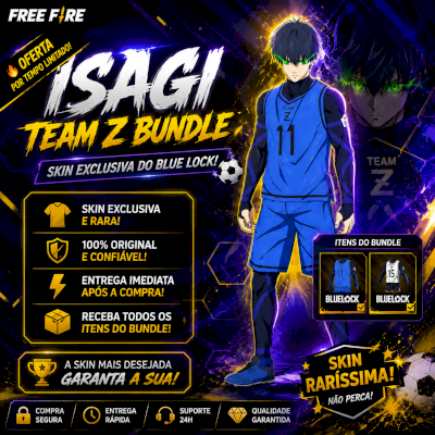 CONJUNTO ISAGI LV 15OU+ +TROCA NICK + 20K DE OURO [NO SEU EMAIL]