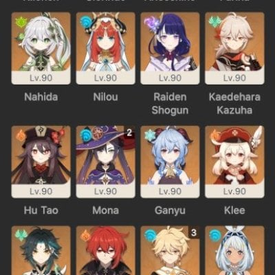 Conta Genshin AR59. 40 T5s. 28 personagens e 12 armas 5*