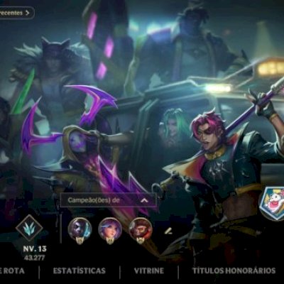WILD RIFT - 96 Skins, 9 lendarias, nivel 165, Esmeralda 3 ja foi grão mestre