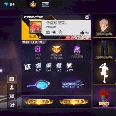 CONTA FREE FIRE LVL 35 Skin Parceria Naruto!!🔥