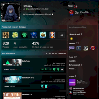 CONTA STEAM COM MAIS DE 100 JOGOS, MAIS DE 8 MIL HORAS JOGADAS!