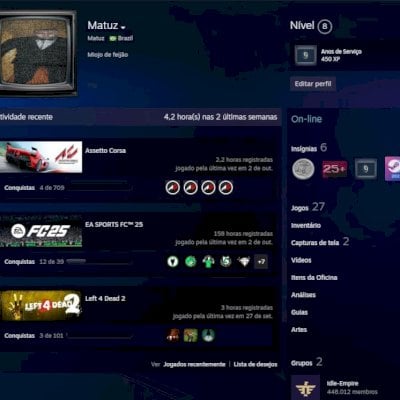 Conta Steam +20 Jogos Pagos Mais Jogados