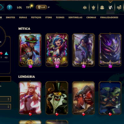 CONTA FULL ACESSO SKINS MITICAS MUITAS BORDAS  MONO MASTER YI