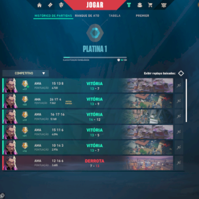 CONTA VALORANT BASICA  LVL 56 / PHANTOM GAIA / PLATINA 1 /