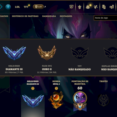 Diamante 3 com 70 Champs e 9 Skins