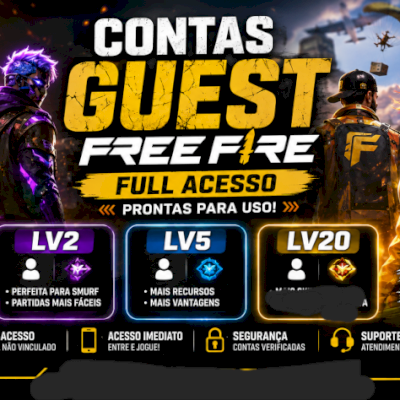 CONTAS GUEST FREE FIRE NVL 2, NVL 5 & NLV 20
