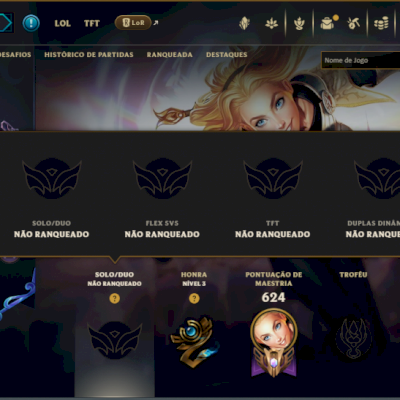 Unranked com TODOS os Champs e 125 Skins ( Nivel 441 )