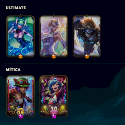 CONTA ESMERALDA IV 199 SKINS, SENDO 3 ULTIMATES LUX ELEMENTALISTA, EZ E DJ SONA