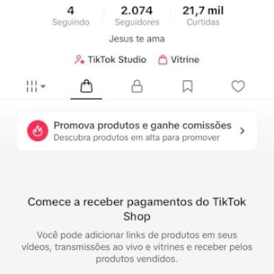 CONTA DO TIKTOK COM SHOP ATIVO +2K SEGUIDORES, 21,7K CURTIDAS (PROMOVER ATIVO)