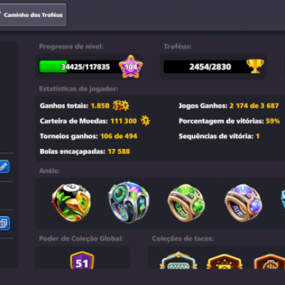 Conta 8 ball pool level 104