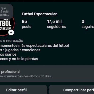 Instagram (+17 mil de seguidores) – Futebol / Esportes / Conteúdo esportivo