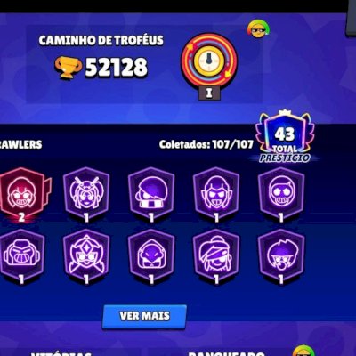 🔥 CONTA BRAWL STARS 52K TROFÉUS | 107/107 BRAWLERS (TODOS) | 10 LENDÁRIAS 🔥