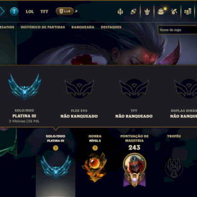 Platina 3 com 140 Champs e 68 Skins ( MID / JG / ADC )