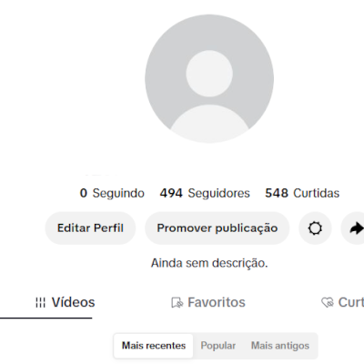 CONTA TIKTOK 494 SEGUIDORES E 548 CURTIDAS (CONTAS TIK TOK)
