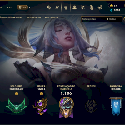 Conta de LOL = lvl 1.446 + 797skins + 7/7 ultimate + elo Esmeralda 3 ...