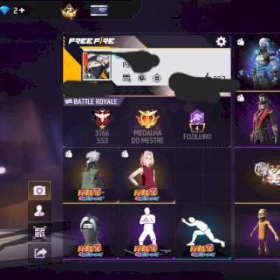 CONTA FF NÍVEL 44 COM BASTANTE SKINS, EMOTES, ARMAS! (FULL ACESSO)