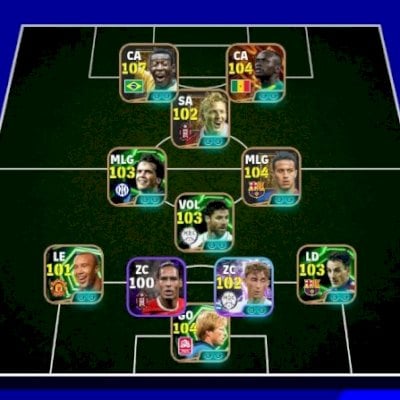 Conta efootball com Pelé 107 e Mané 104