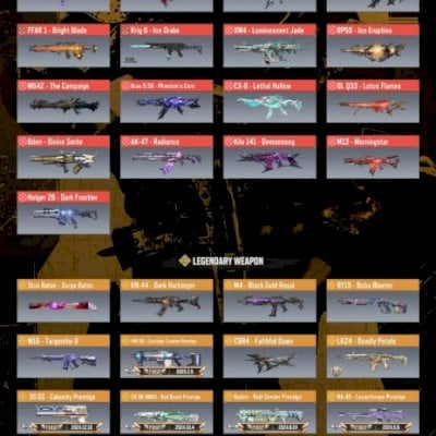 Conta CODM, várias míticas e lendárias