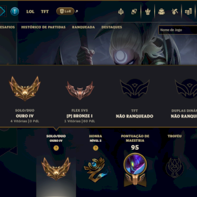 Ouro 4 com 45 Champs e 6 Skins