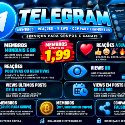 📱 Telegram | Membros, Views, Reações e Engajamento