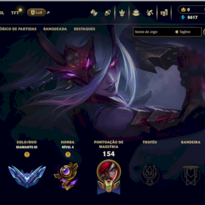 CONTA DIAMANTE 3 / FULL ACESSO / SKIN KATARINA LUA SANGRENTA