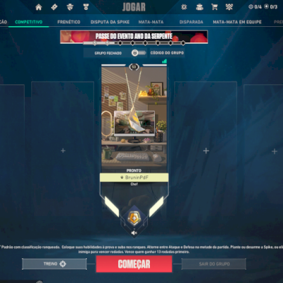 Conta básica, Elo mais alto foi platina, atualmente ouro 3, Vandal e Faca