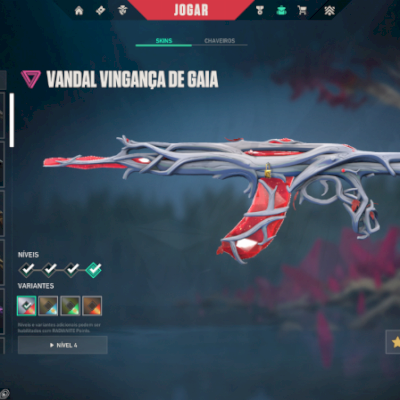 CONTA VALORANT COM SKINS (VANDAL DOLMIR, VINGAÇA DE GAIA BUTTERFLY YORU)