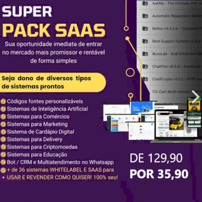 Super Pack SaaS | Seja Dono de Diversos Tipos de Sistemas